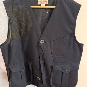 Filson Men's Made in USA 100% Wool Black Navy Vest
